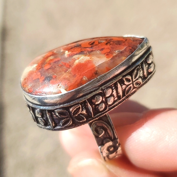 New Seam Agate Silver Statement Ring. - Picture 15 of 16